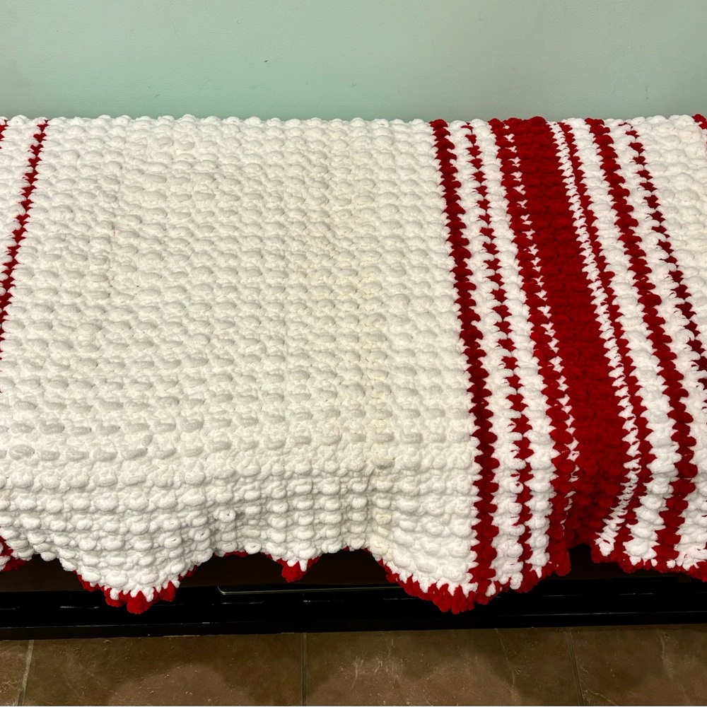Super Soft White & Ted Baby Blanket with Tassels. Perfect for the holidays!